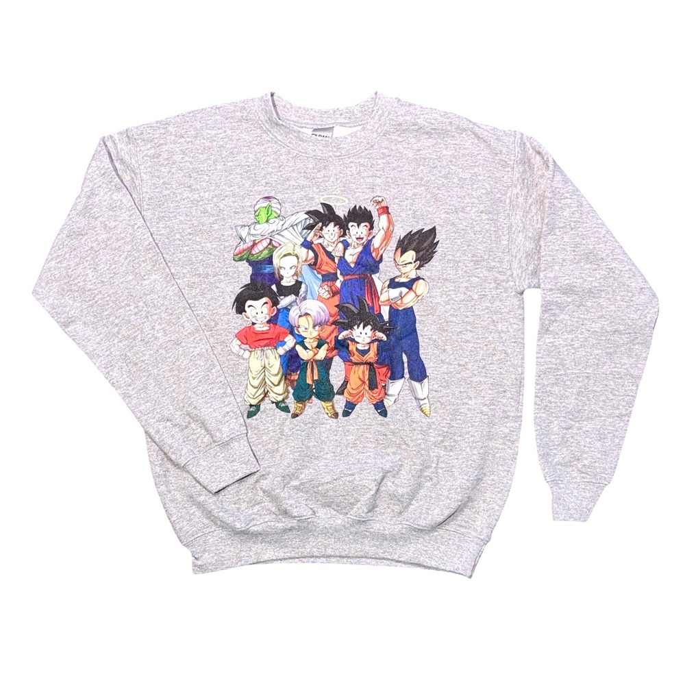 Dragon Ball Z Group Youth Gildan Crewneck Pullover Sweatshirt Gray Anime Cartoon